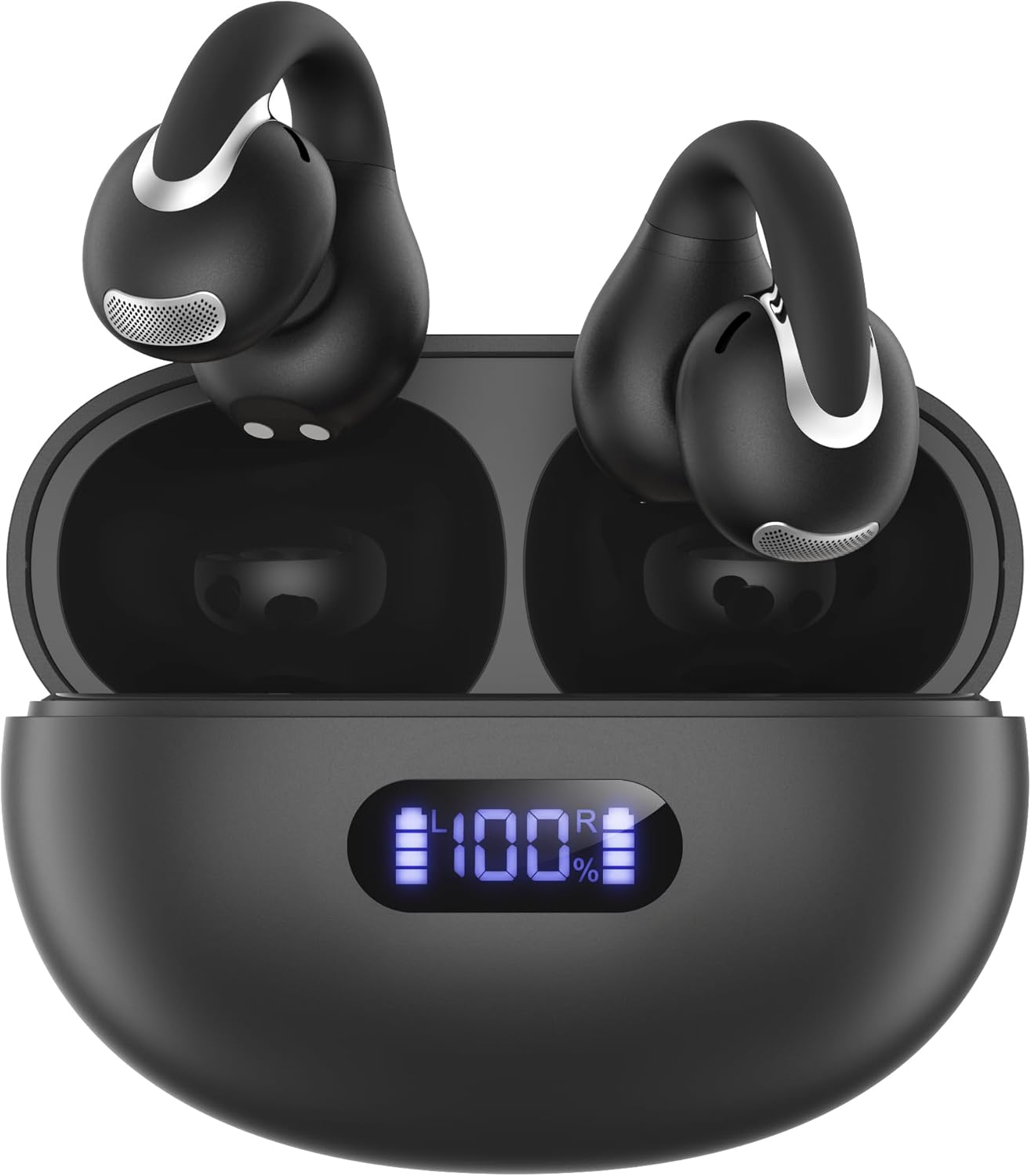 Wholesale Lot: Open-Ear Clip-On Wireless Headphones (Bluetooth 5.4) - 24H Playtime & Secure Fit (Black)